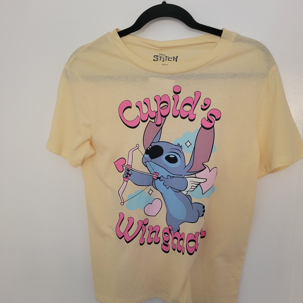 Disney Stitch Cupid's Wingman Young Woman's Tee - Size S